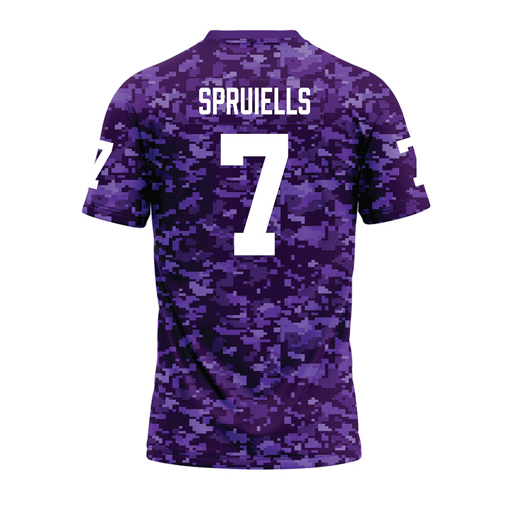 Tarleton State - NCAA Football : David Spruiells - Purple Camo Premium Football Jersey-1