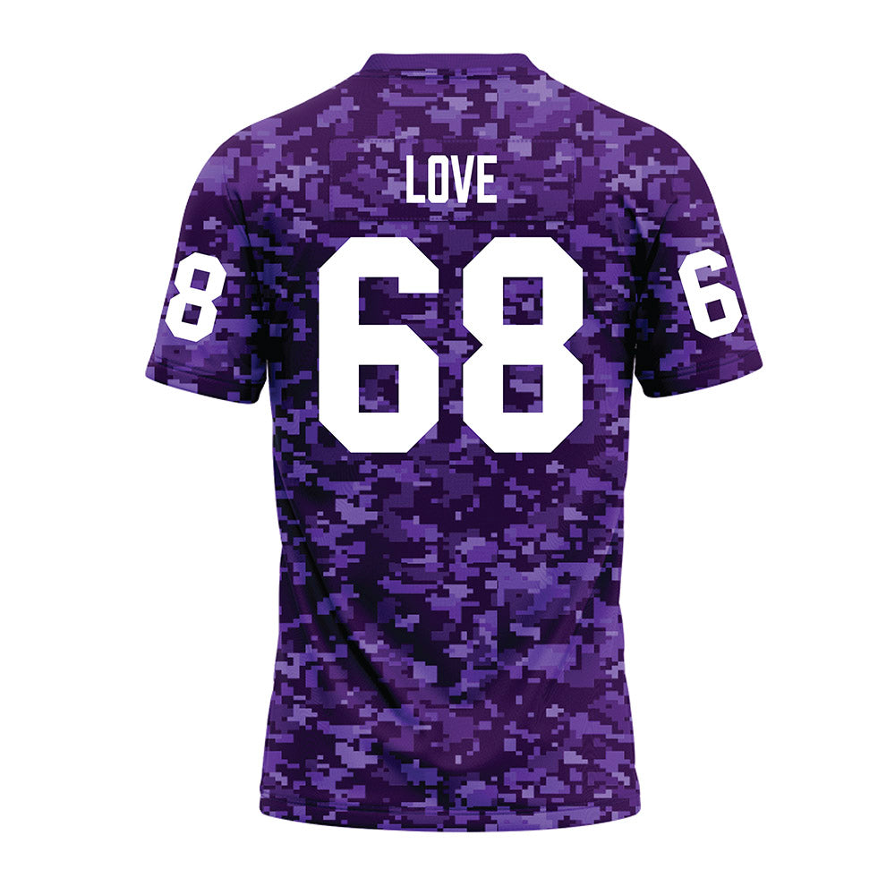 Tarleton State - NCAA Football : Jordan Love - Purple Camo Premium Football Jersey-1