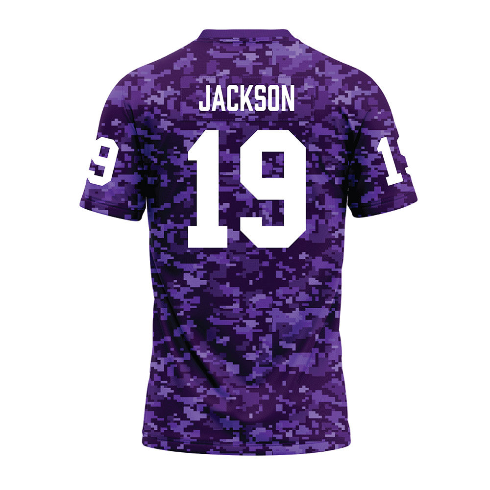 Tarleton State - NCAA Football : Kyle Jackson - Purple Camo Premium Football Jersey-1