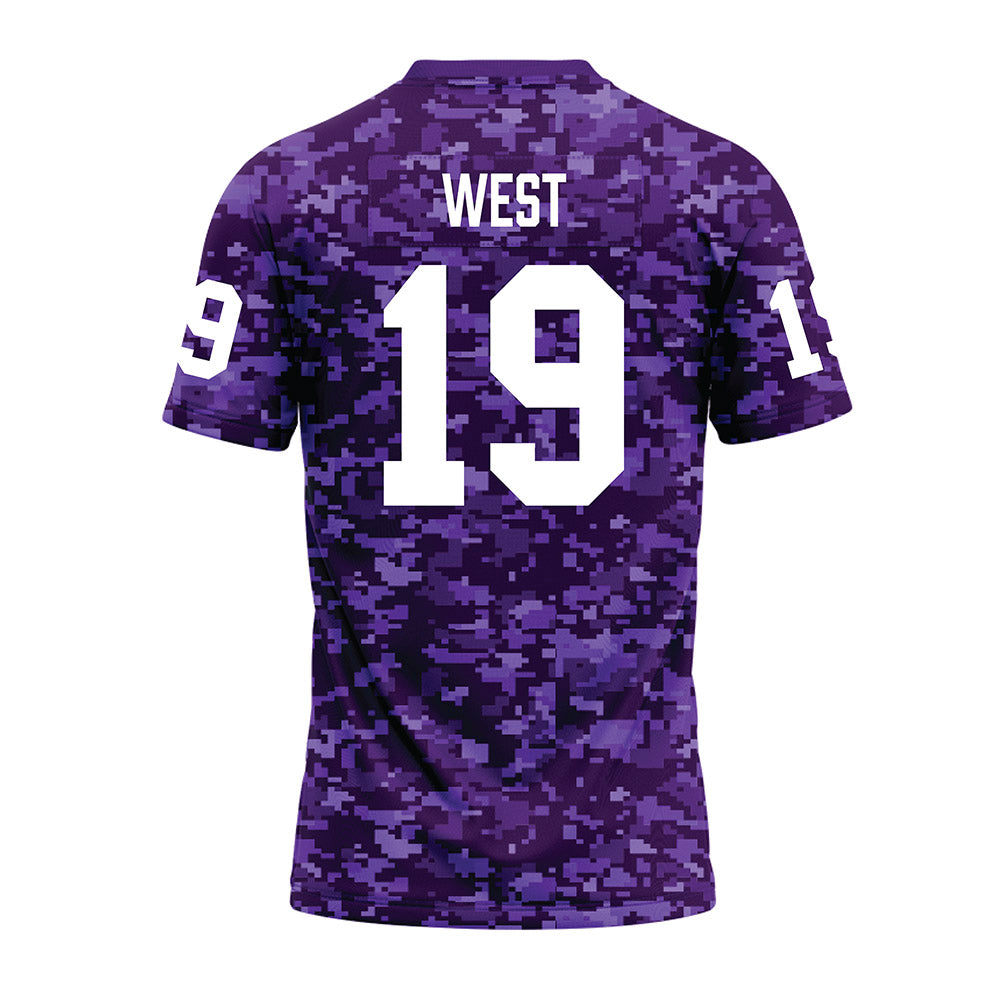 Tarleton State - NCAA Football : Trevon West - Purple Camo Premium Football Jersey-1