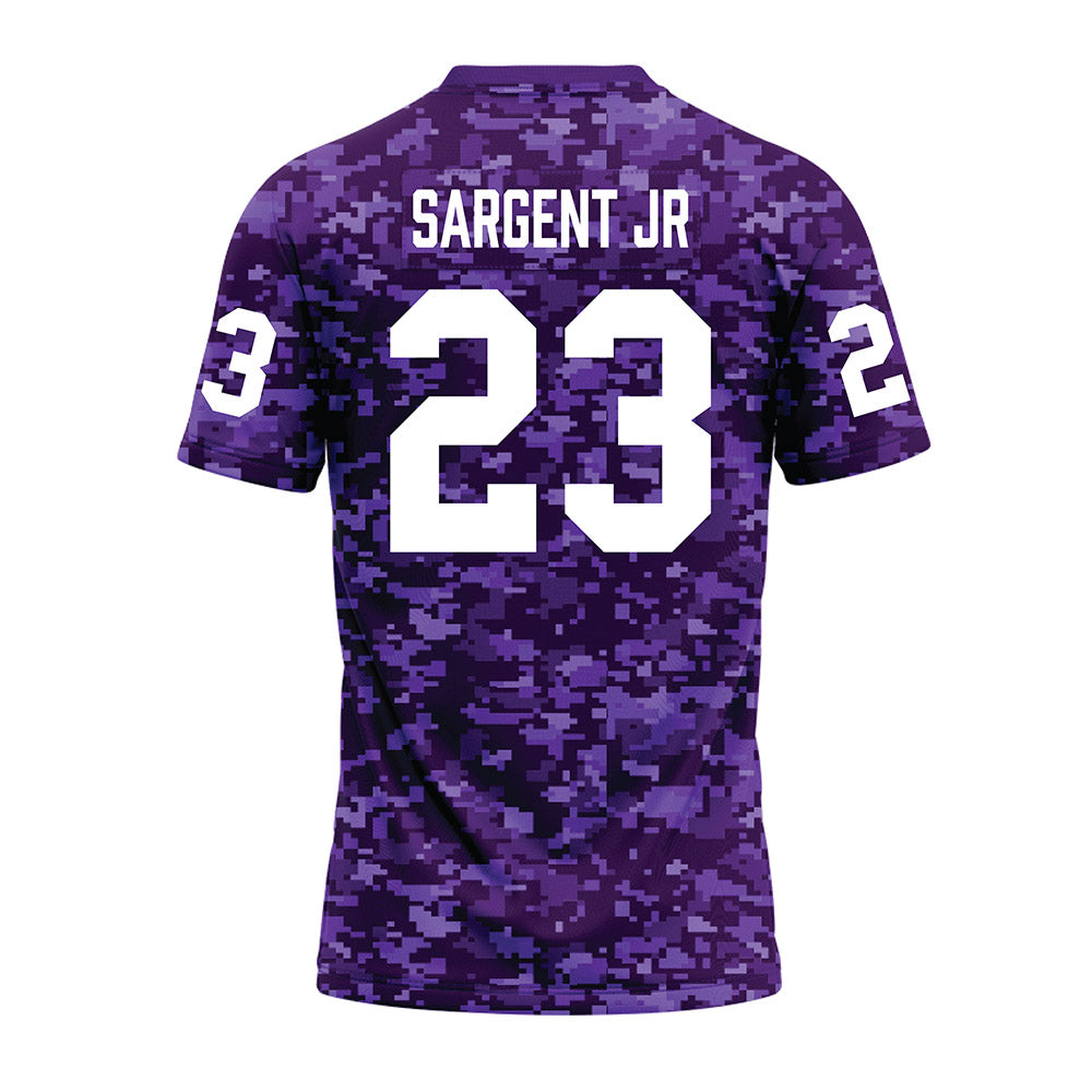 Tarleton State - NCAA Football : Adrian Sargent Jr - Purple Camo Premium Football Jersey-1
