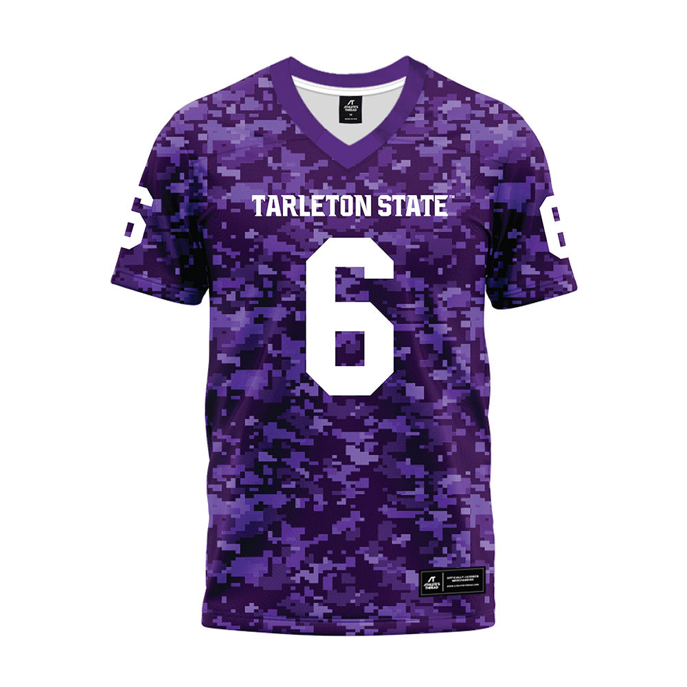 Tarleton State - NCAA Football : Caleb Lewis - Purple Camo Premium Football Jersey-0