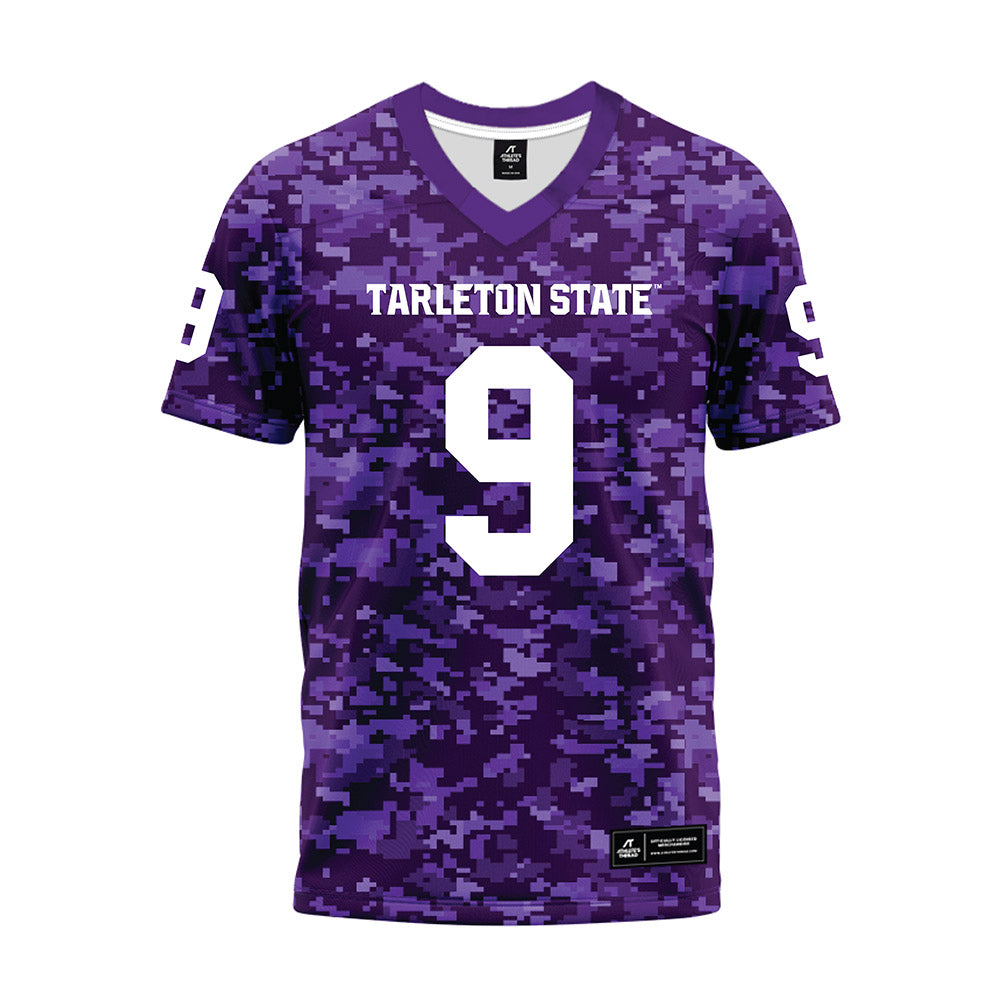 Tarleton State - NCAA Football : Tiar Young - Purple Camo Premium Football Jersey-0