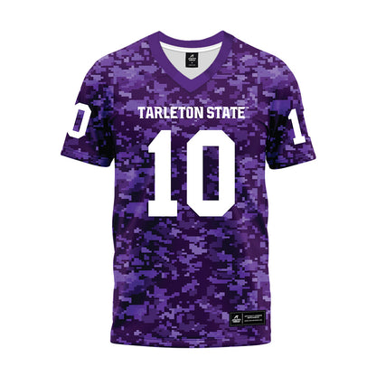 Tarleton State - NCAA Football : Benjamin Omayebu - Purple Camo Premium Football Jersey-0