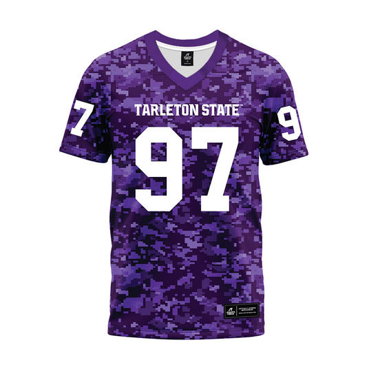 Tarleton State - NCAA Football : James Turrentine - Purple Camo Premium Football Jersey-0