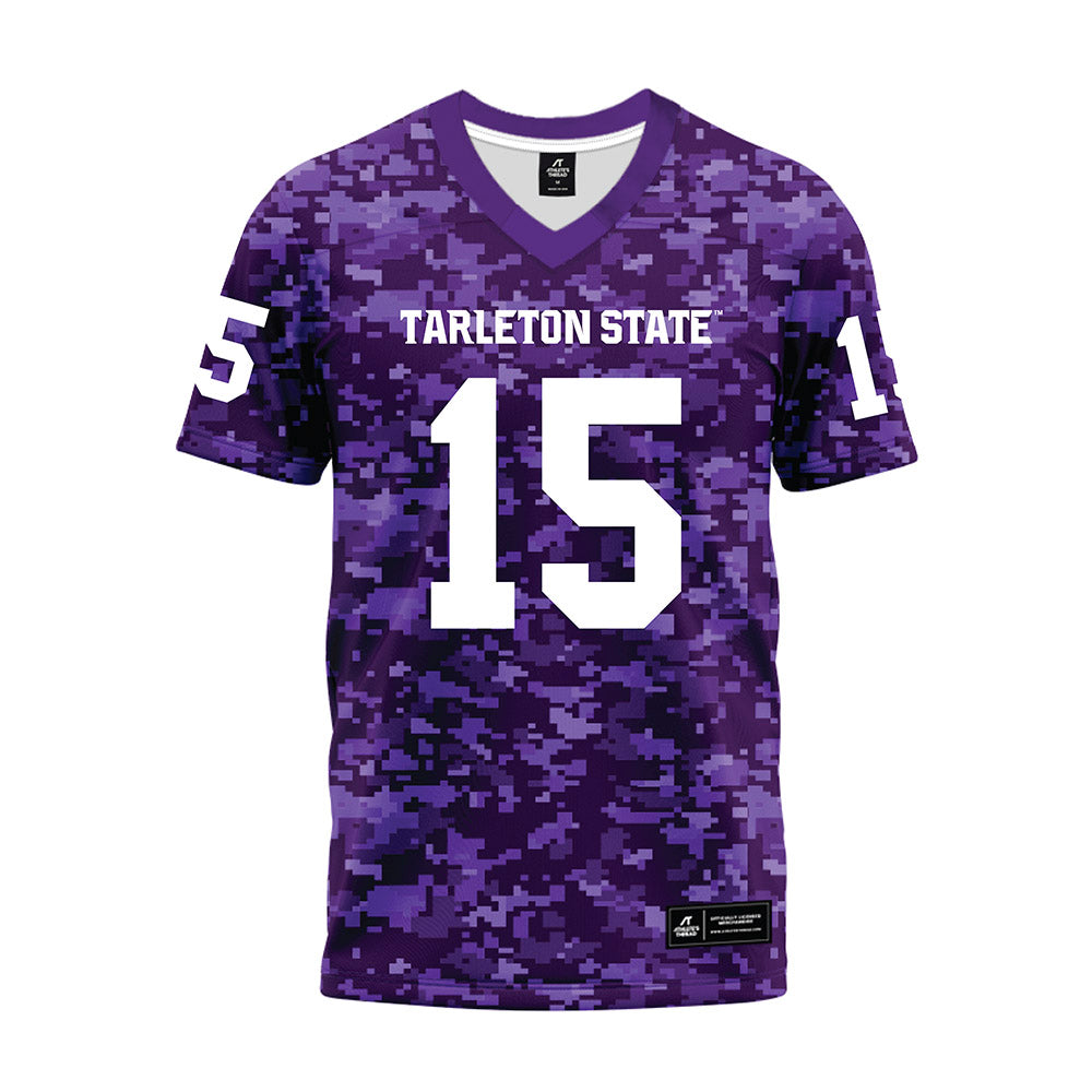 Tarleton State - NCAA Football : Cardea Collier - Purple Camo Premium Football Jersey-0
