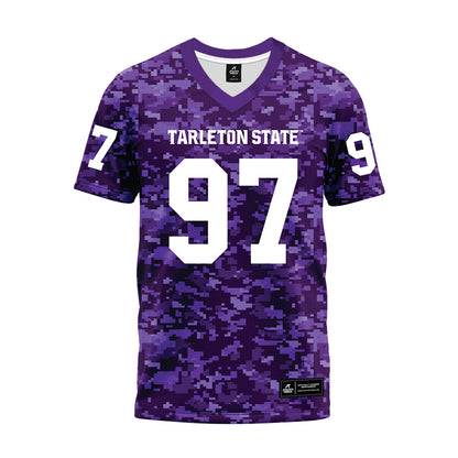 Tarleton State - NCAA Football : Gianni Galaviz - Purple Camo Premium Football Jersey-0