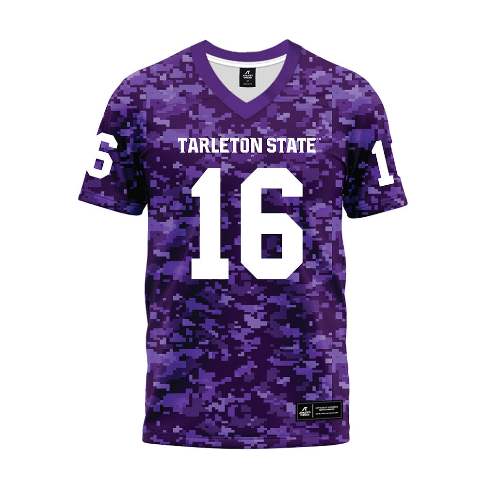 Tarleton State - NCAA Football : AJ Owens - Purple Camo Premium Football Jersey-0