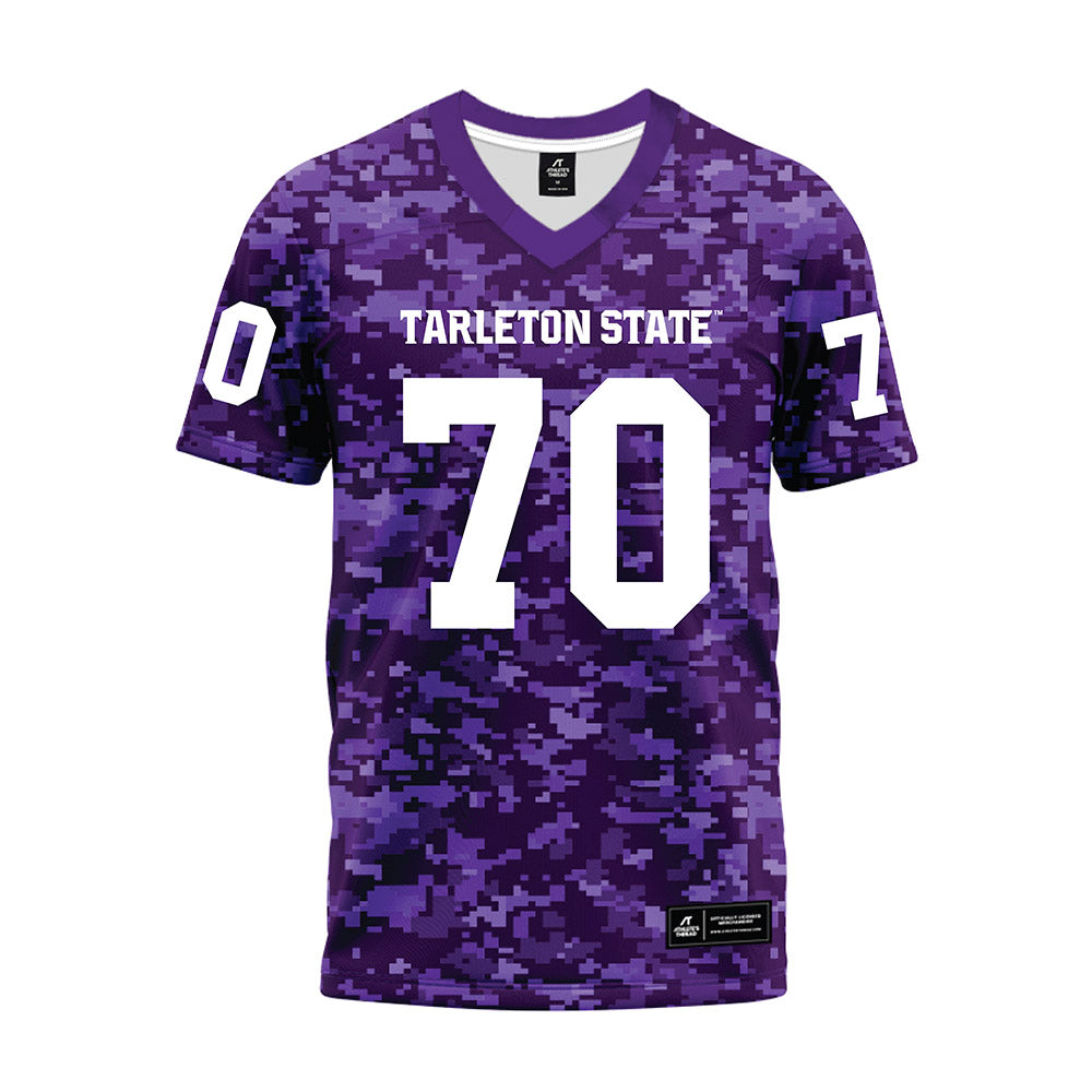 Tarleton State - NCAA Football : Antonio Heath - Purple Camo Premium Football Jersey-0