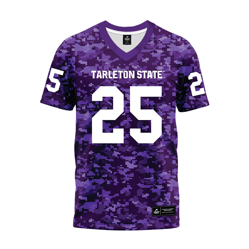 Tarleton State - NCAA Football : Steve Albert - Purple Camo Premium Football Jersey-0