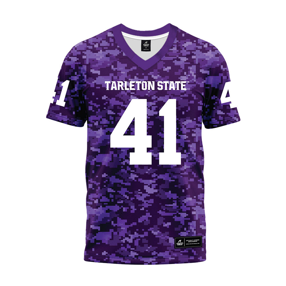 Tarleton State - NCAA Football : Reid Brass - Purple Camo Premium Football Jersey-0
