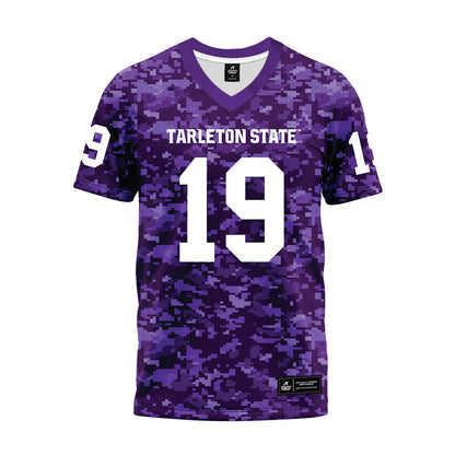 Tarleton State - NCAA Football : Trevon West - Purple Camo Premium Football Jersey-0