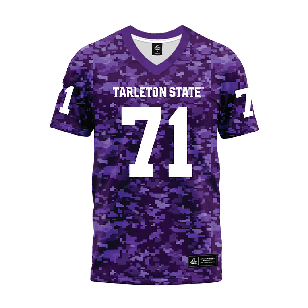 Tarleton State - NCAA Football : Connor Beeman - Purple Camo Premium Football Jersey-0