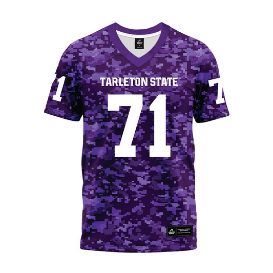 Tarleton State - NCAA Football : Connor Beeman - Purple Camo Premium Football Jersey-0