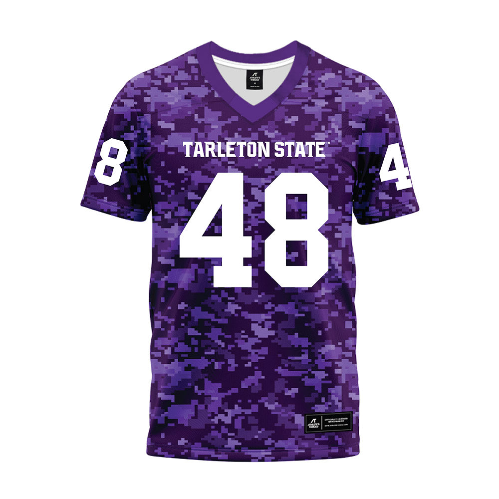 Tarleton State - NCAA Football : Reese Woerner - Purple Camo Premium Football Jersey-0