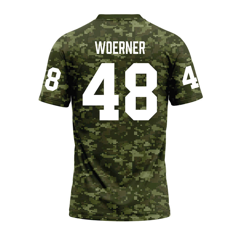 Tarleton State - NCAA Football : Reese Woerner - Military Green Camo Premium Football Jersey-1