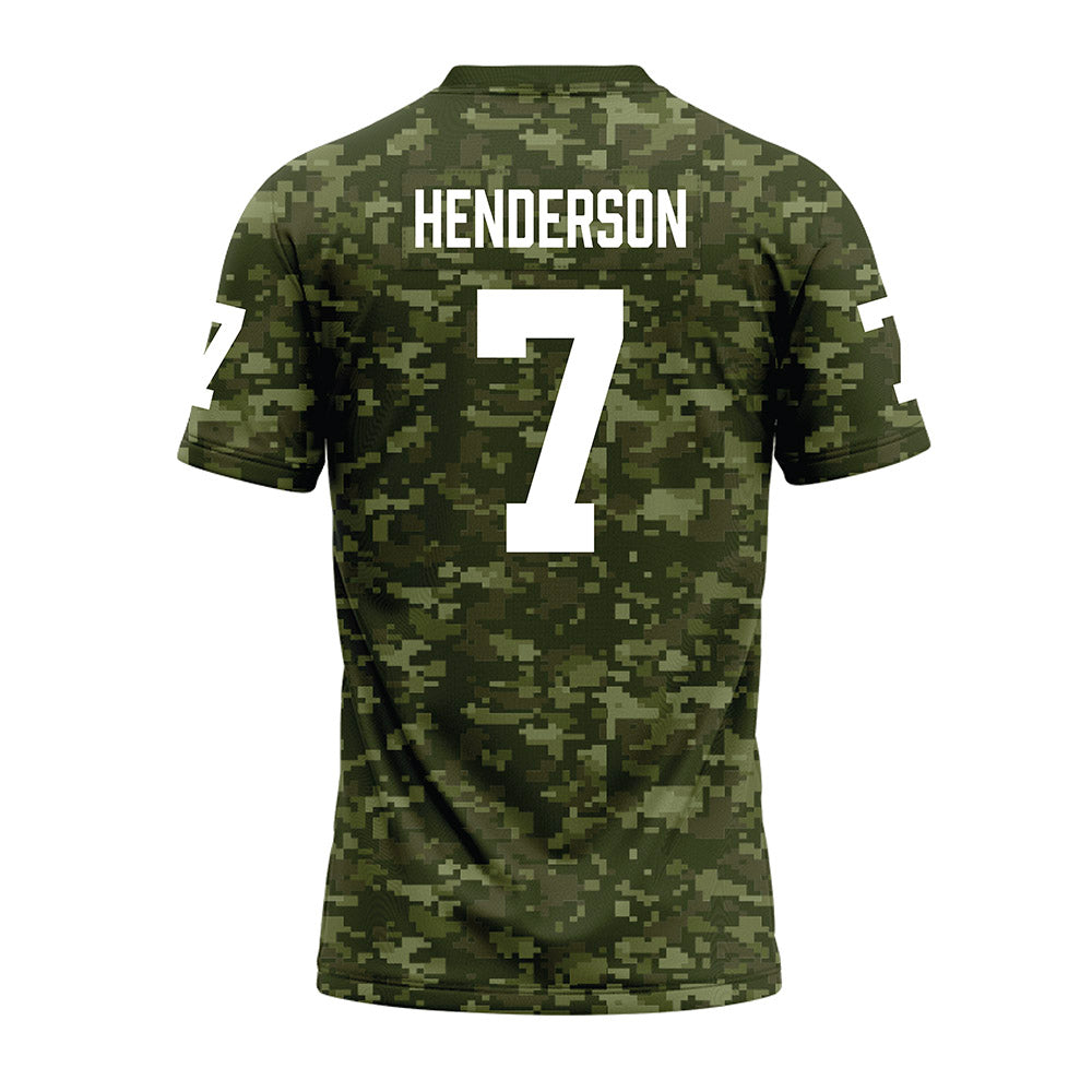 Tarleton State - NCAA Football : Mikey Henderson - Military Green Camo Premium Football Jersey-1