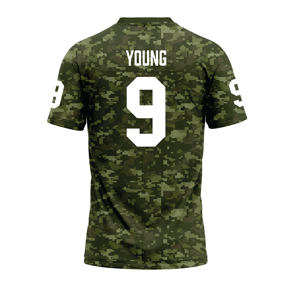 Tarleton State - NCAA Football : Tiar Young - Military Green Camo Premium Football Jersey-1