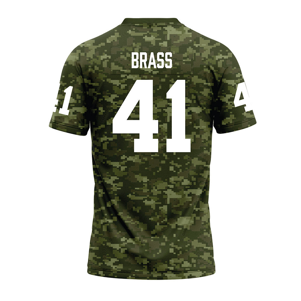Tarleton State - NCAA Football : Reid Brass - Military Green Camo Premium Football Jersey-1
