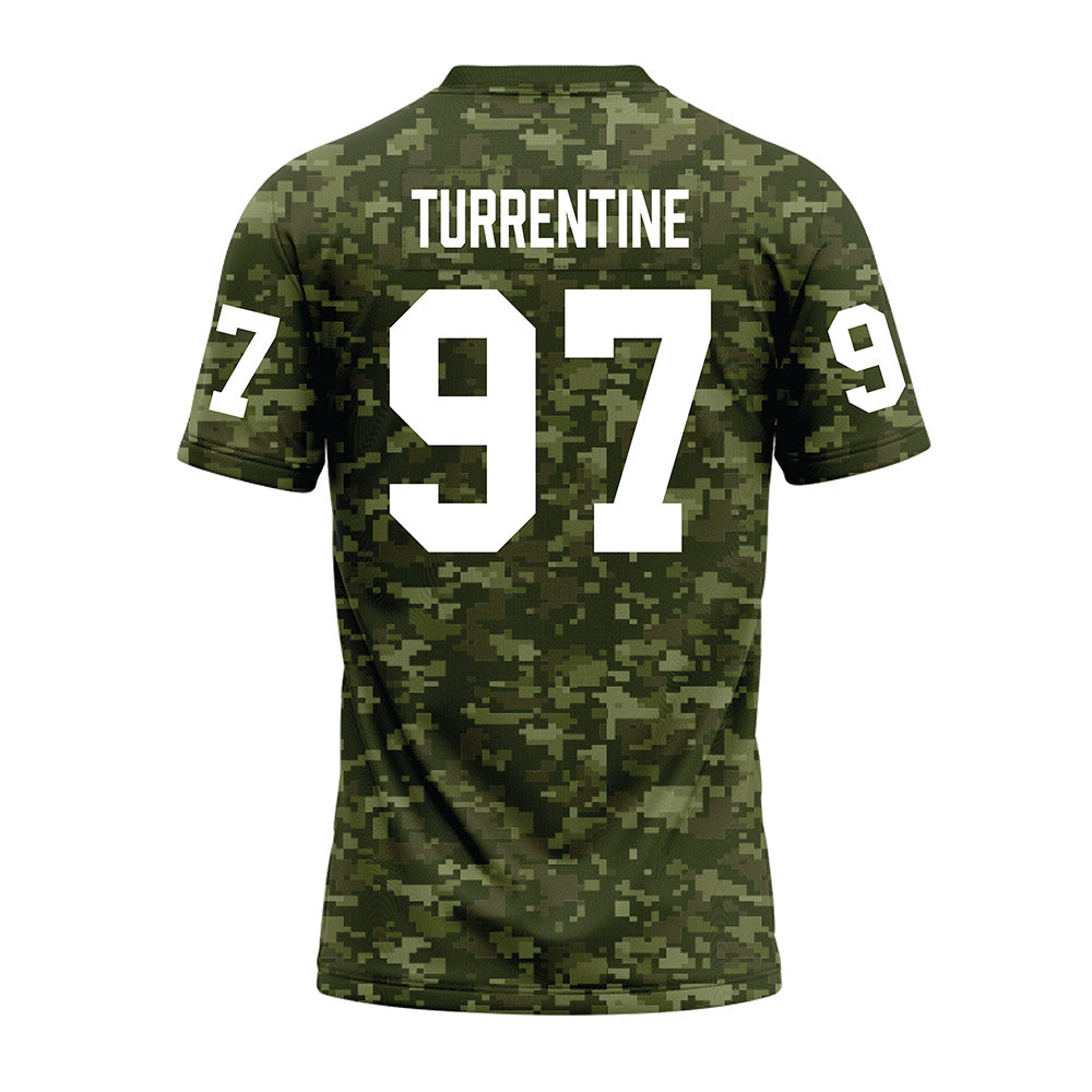 Tarleton State - NCAA Football : James Turrentine - Military Green Camo Premium Football Jersey-1