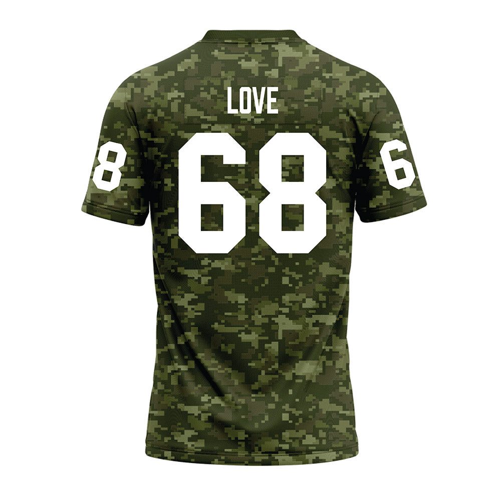Tarleton State - NCAA Football : Jordan Love - Military Green Camo Premium Football Jersey-1