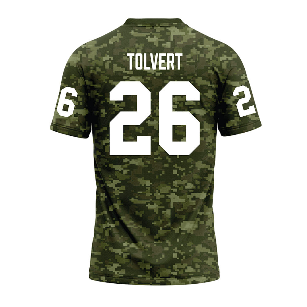 Tarleton State - NCAA Football : Brandon Tolvert - Military Green Camo Premium Football Jersey-1
