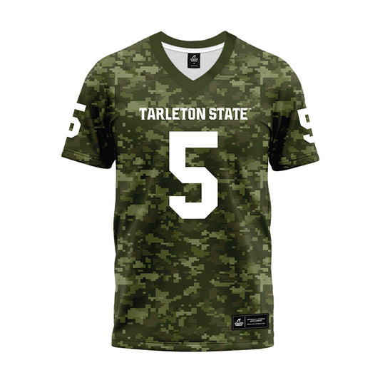 Tarleton State - NCAA Football : Keylan Johnson - Military Green Camo Premium Football Jersey-0