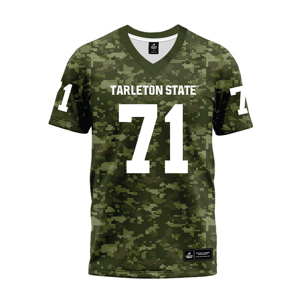 Tarleton State - NCAA Football : Connor Beeman - Military Green Camo Premium Football Jersey-0