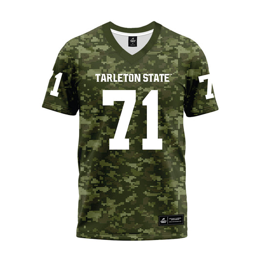 Tarleton State - NCAA Football : Connor Beeman - Military Green Camo Premium Football Jersey-0