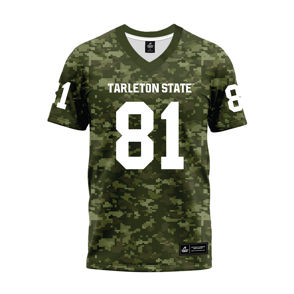 Tarleton State - NCAA Football : Fischer Ohrt - Military Green Camo Premium Football Jersey-0
