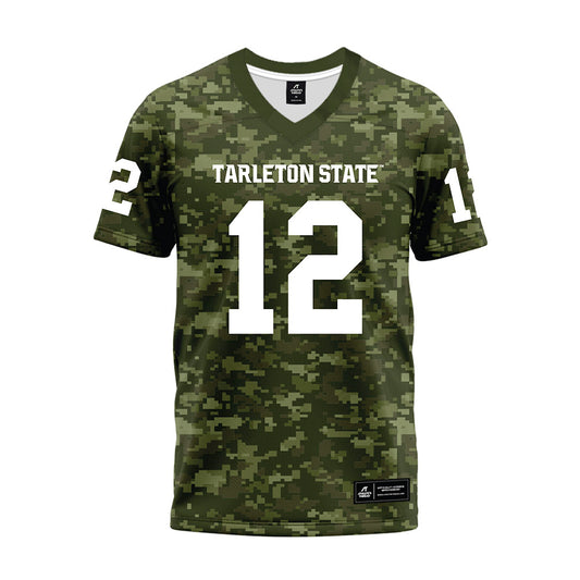 Tarleton State - NCAA Football : Devin Sterling - Military Green Camo Premium Football Jersey-0