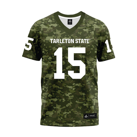 Tarleton State - NCAA Football : Jadan Aubert - Military Green Camo Premium Football Jersey-0