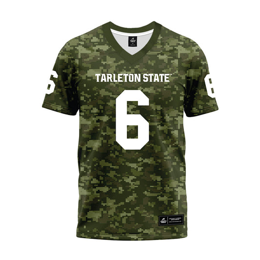Tarleton State - NCAA Football : Darius Cooper - Military Green Camo Premium Football Jersey-0