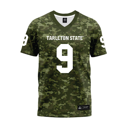 Tarleton State - NCAA Football : Tiar Young - Military Green Camo Premium Football Jersey-0