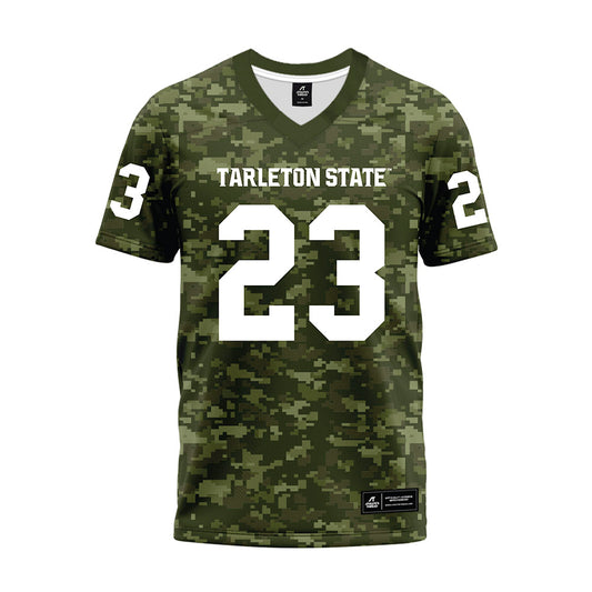 Tarleton State - NCAA Football : Adrian Sargent Jr - Military Green Camo Premium Football Jersey-0