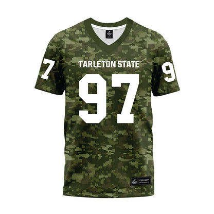 Tarleton State - NCAA Football : James Turrentine - Military Green Camo Premium Football Jersey-0