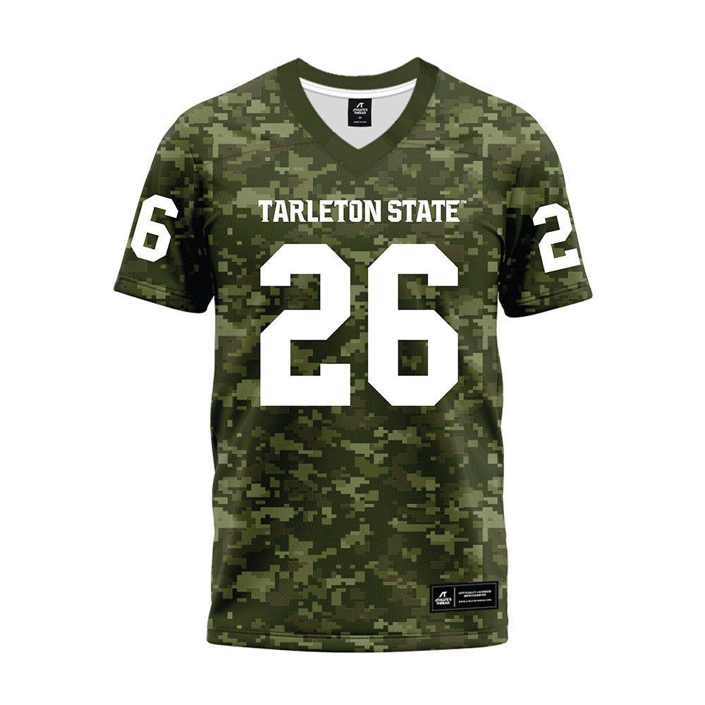 Tarleton State - NCAA Football : Brandon Tolvert - Military Green Camo Premium Football Jersey-0