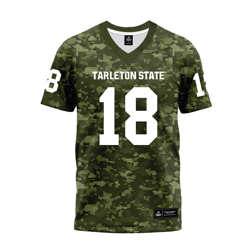 Tarleton State - NCAA Football : Matt Freeman - Military Green Camo Premium Football Jersey-0