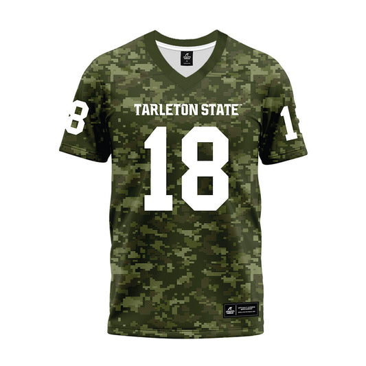 Tarleton State - NCAA Football : Matt Freeman - Military Green Camo Premium Football Jersey-0