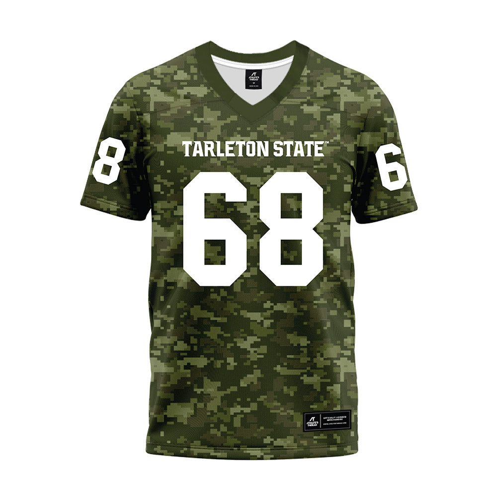 Tarleton State - NCAA Football : Jordan Love - Military Green Camo Premium Football Jersey-0