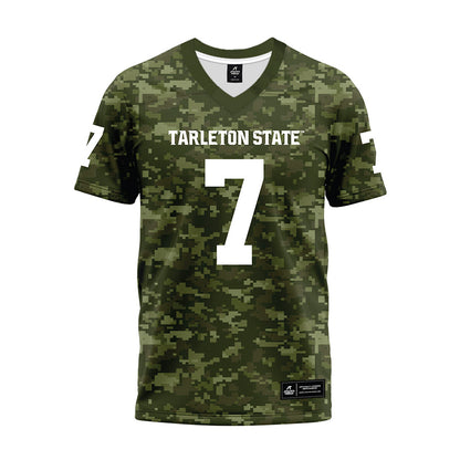 Tarleton State - NCAA Football : David Spruiells - Military Green Camo Premium Football Jersey-0