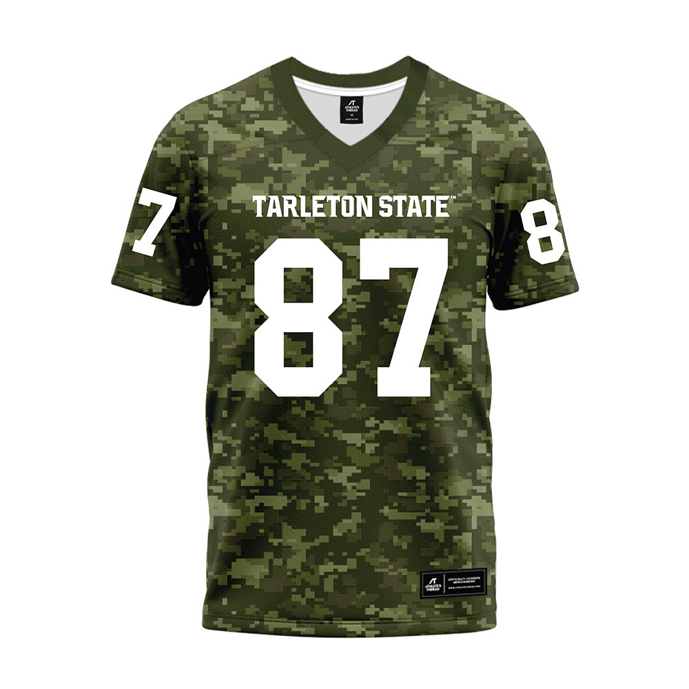 Tarleton State - NCAA Football : Wheeler Bowron - Military Green Camo Premium Football Jersey-0