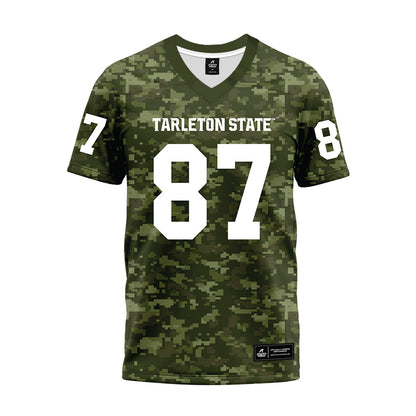 Tarleton State - NCAA Football : Wheeler Bowron - Military Green Camo Premium Football Jersey-0