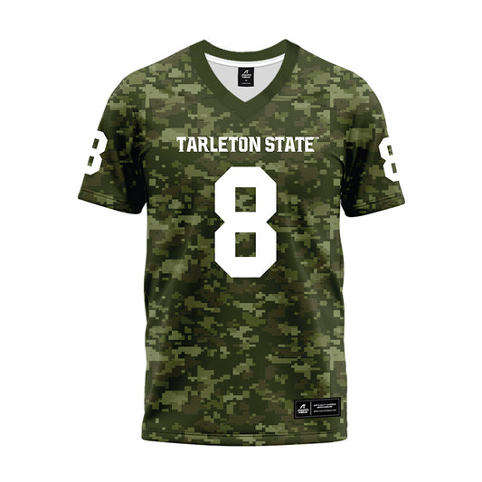 Tarleton State - NCAA Football : Braelon Bridges - Military Green Camo Premium Football Jersey-0