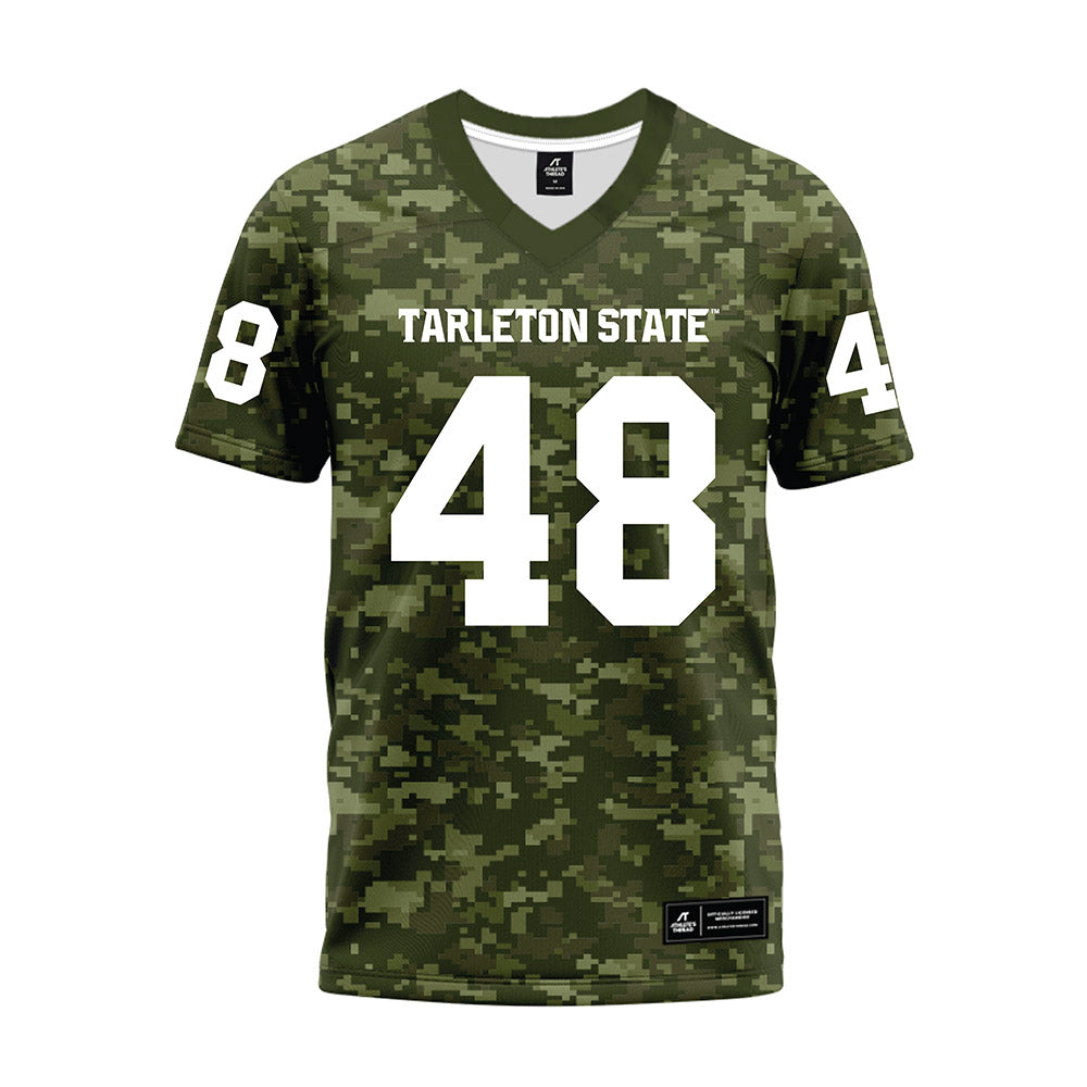 Tarleton State - NCAA Football : Reese Woerner - Military Green Camo Premium Football Jersey-0