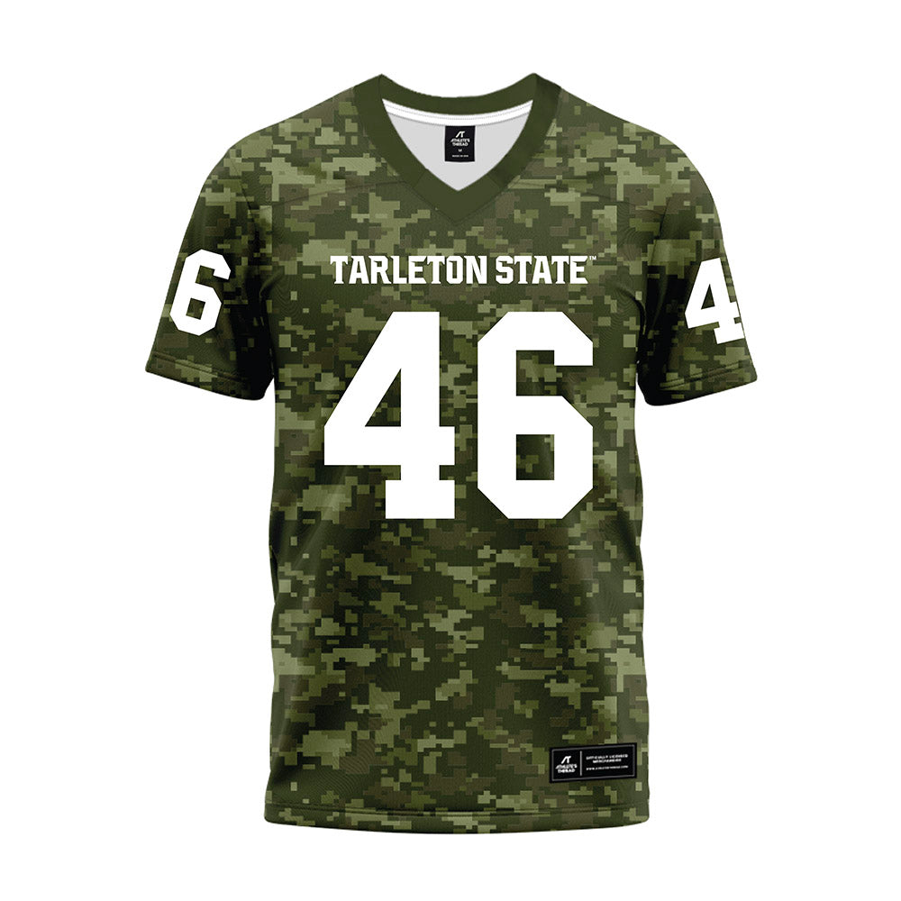 Tarleton State - NCAA Football : Brad Larson - Military Green Camo Premium Football Jersey-0