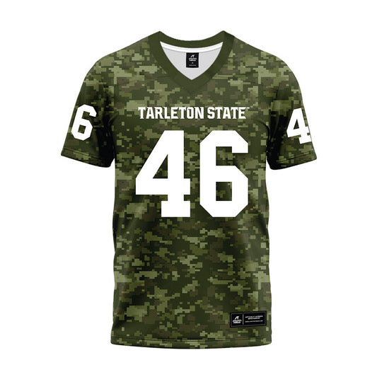 Tarleton State - NCAA Football : Brad Larson - Military Green Camo Premium Football Jersey-0