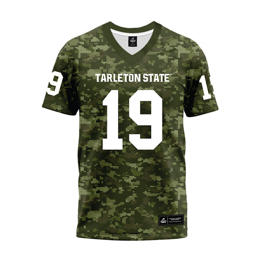 Tarleton State - NCAA Football : Trevon West - Military Green Camo Premium Football Jersey-0
