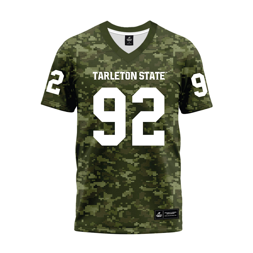 Tarleton State - NCAA Football : Tramaine Chism - Military Green Camo Premium Football Jersey-0