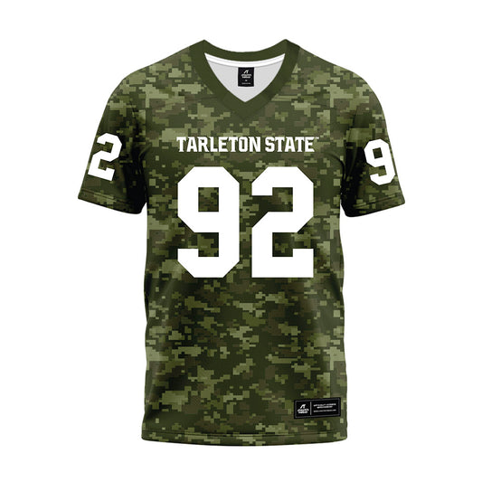 Tarleton State - NCAA Football : Tramaine Chism - Military Green Camo Premium Football Jersey-0